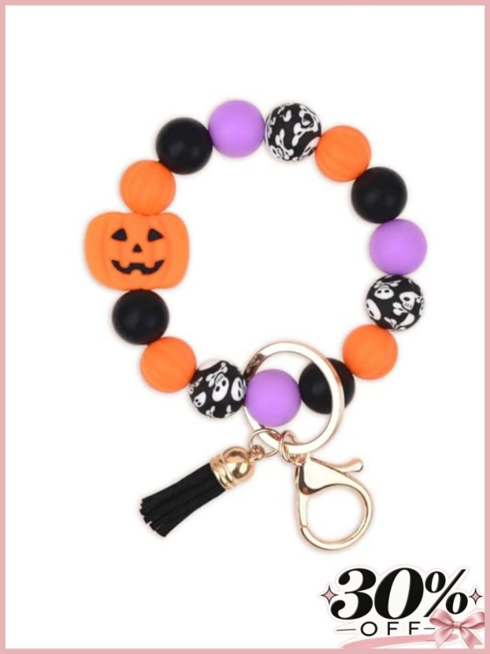 Silicone Beaded Keychain Wristlet Key Ring Bracelet Cute Car Key Chain Holder